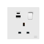 Double pole Switched Socket  with LED Indicator , 1 USB + 1 type C (13A)