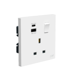 Double pole Switched Socket  with LED Indicator , 1 USB + 1 type C (13A) - Image 2