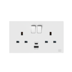 DP Double Switched Socket + USB  + C Type with LED Indicator