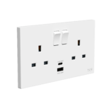 DP Double Switched Socket + USB  + C Type with LED Indicator - Image 2